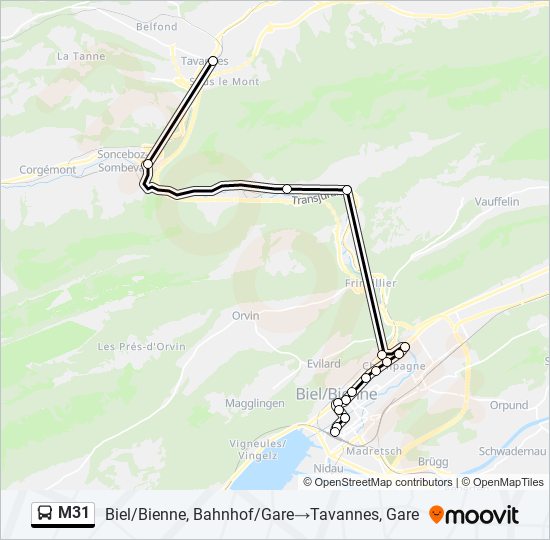 M31 bus Line Map