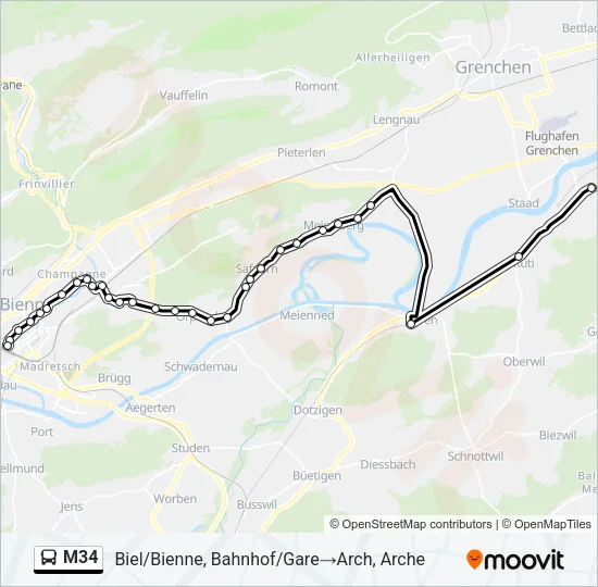 M34 Bus Line Map
