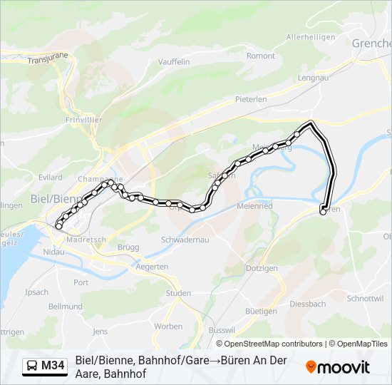 M34 Bus Line Map
