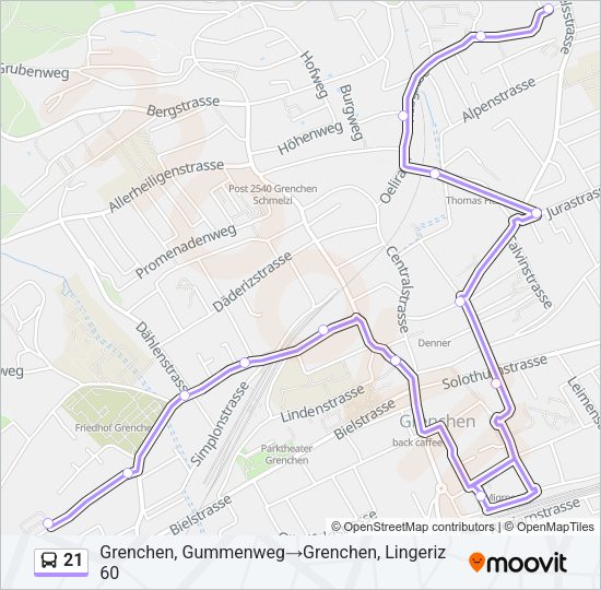 21 Bus Line Map