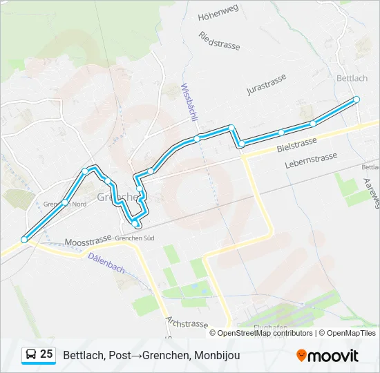 Plan de la ligne 25 de bus