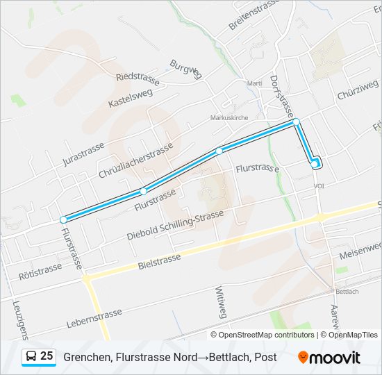 25 Bus Line Map