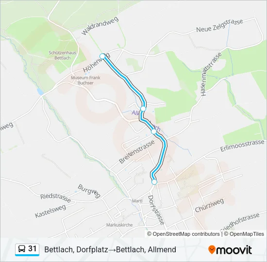 Plan de la ligne 31 de bus
