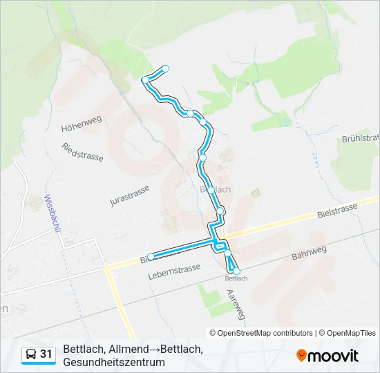 Plan de la ligne 31 de bus