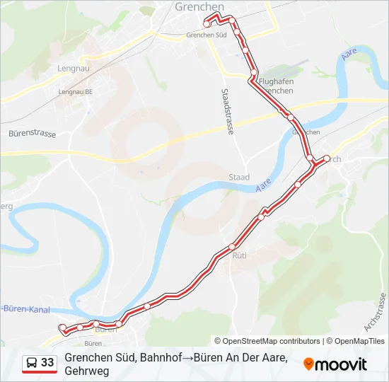 Plan de la ligne 33 de bus