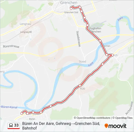 Plan de la ligne 33 de bus