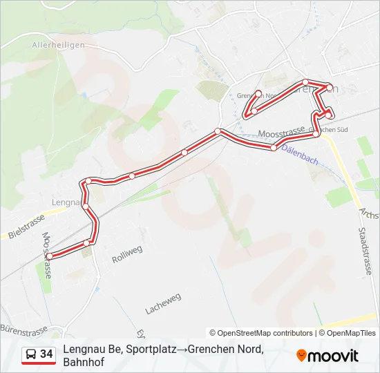 Plan de la ligne 34 de bus
