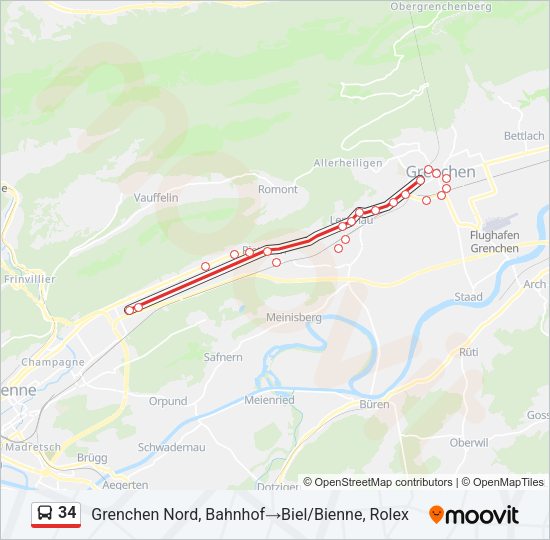 34 Bus Line Map
