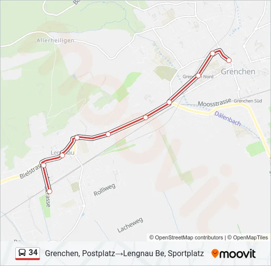 Plan de la ligne 34 de bus