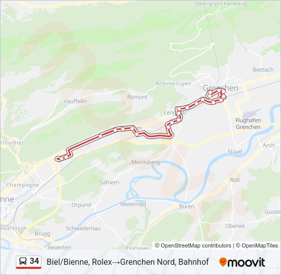 34 Bus Line Map