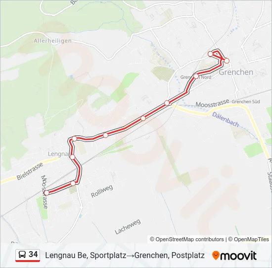 Plan de la ligne 34 de bus
