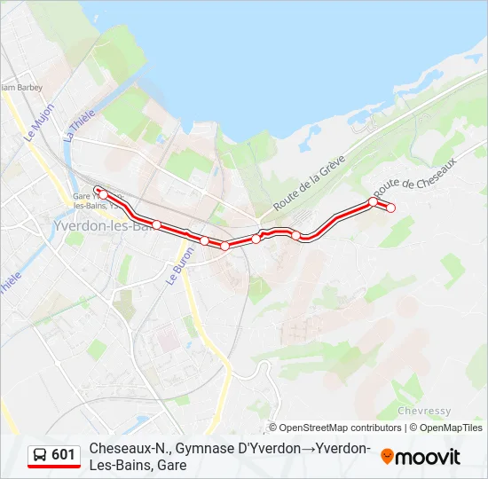 Plan de la ligne 601 de bus