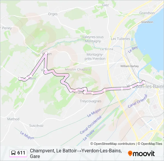611 Bus Line Map