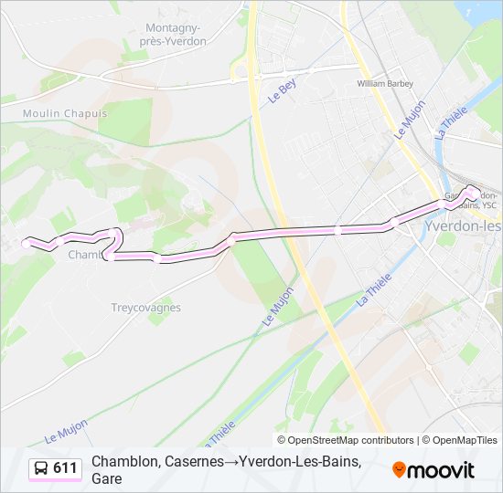 611 bus Line Map