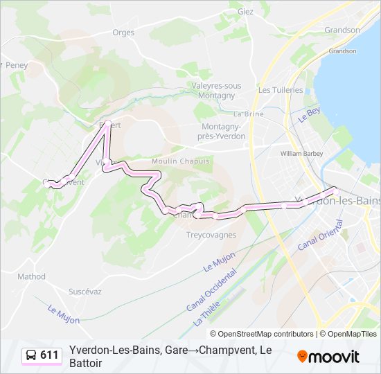 611 bus Line Map