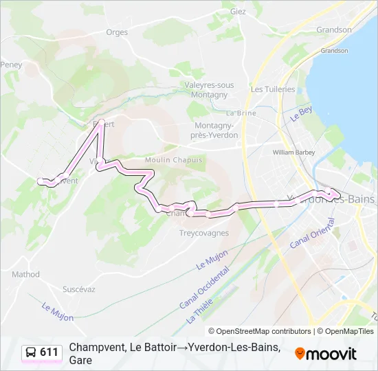 611 Bus Line Map