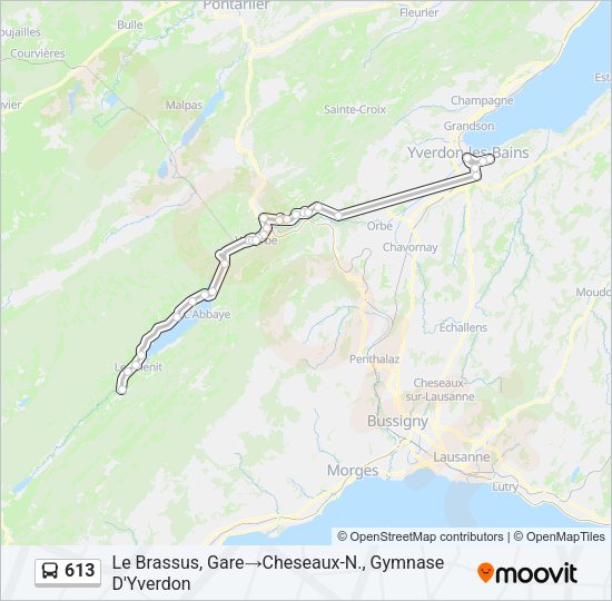 613 Bus Line Map