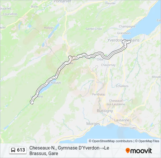 Plan de la ligne 613 de bus