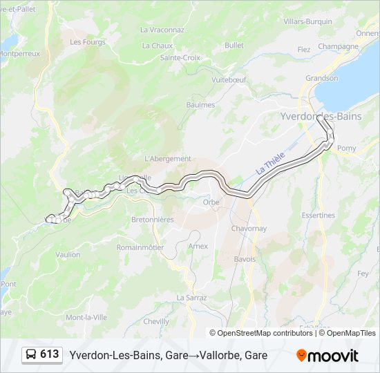613 Bus Line Map