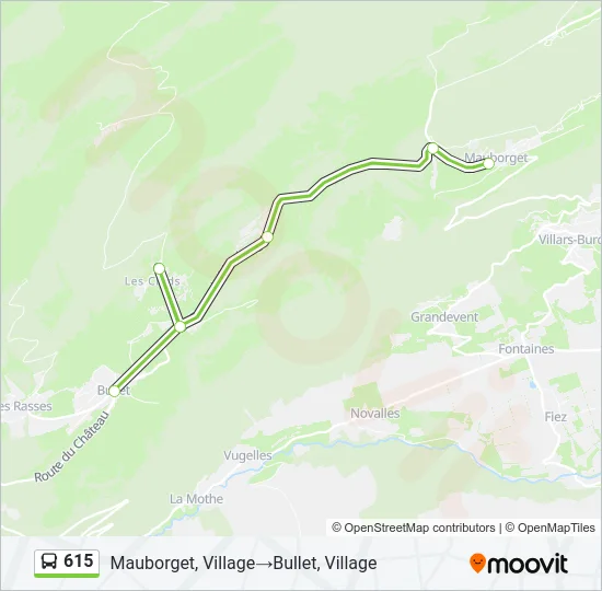 Plan de la ligne 615 de bus