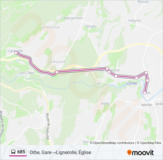 685 bus Line Map