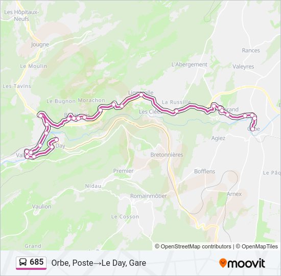 685 Bus Line Map