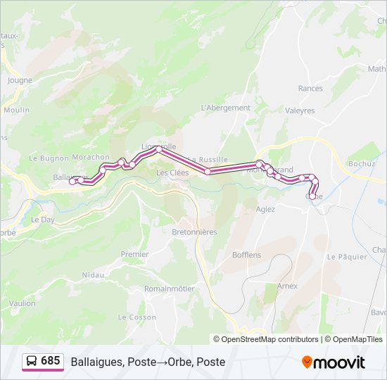 685 Bus Line Map