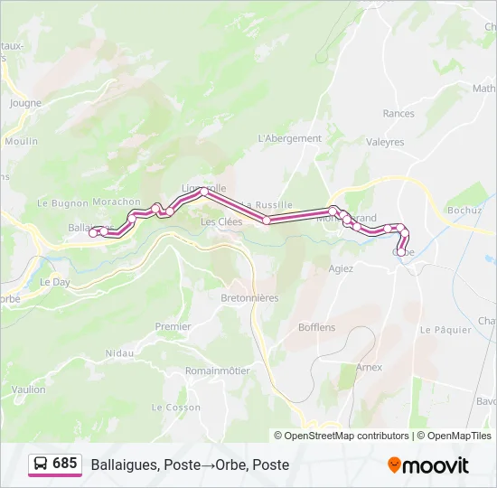 685 Bus Line Map