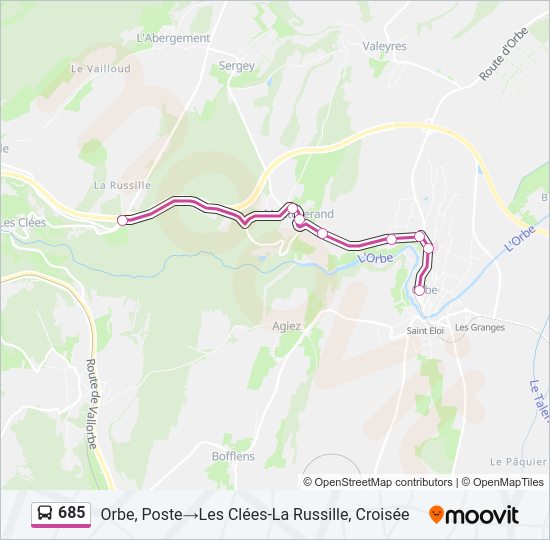 685 Bus Line Map