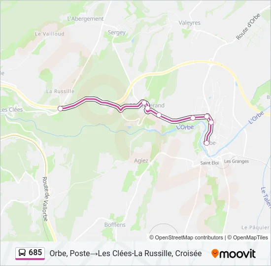 685 Bus Line Map