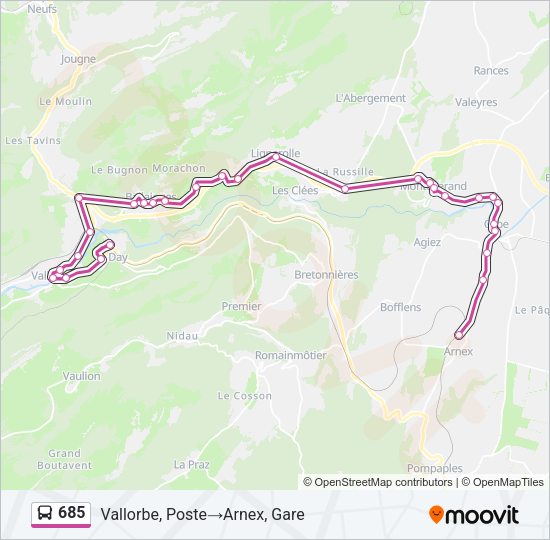 685 Bus Line Map