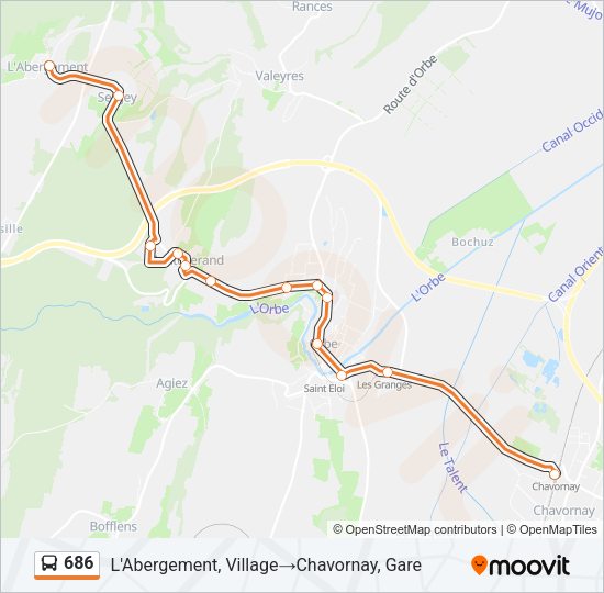 686 Bus Line Map