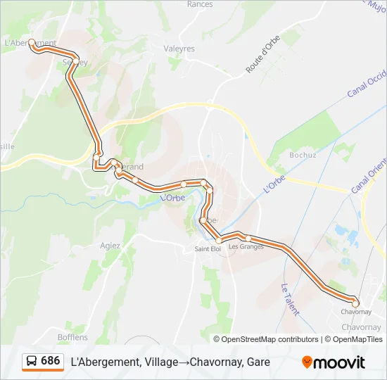 686 Bus Line Map