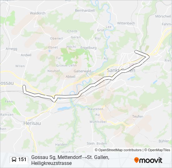 Plan de la ligne 151 de bus