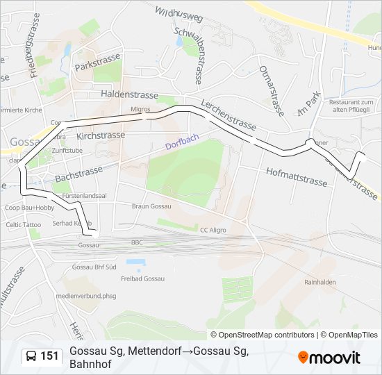 Plan de la ligne 151 de bus