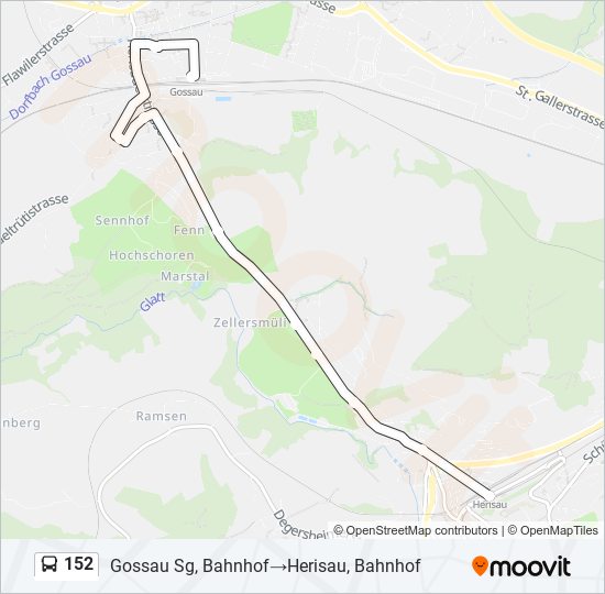 152 bus Line Map