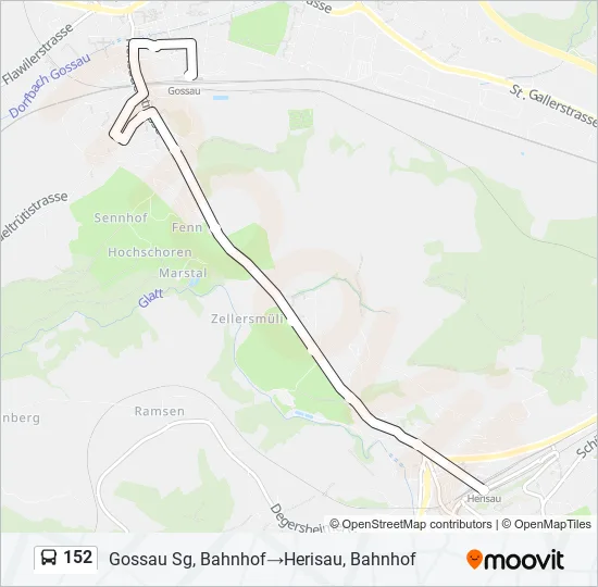 Plan de la ligne 152 de bus