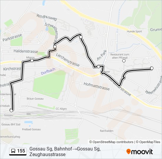 155 bus Line Map