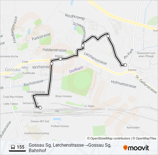 155 bus Line Map