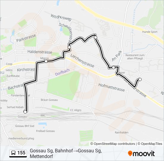 Plan de la ligne 155 de bus