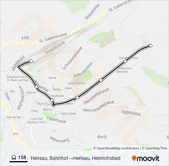 Plan de la ligne 158 de bus