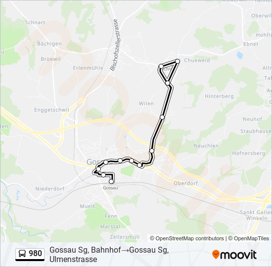 980 Bus Line Map
