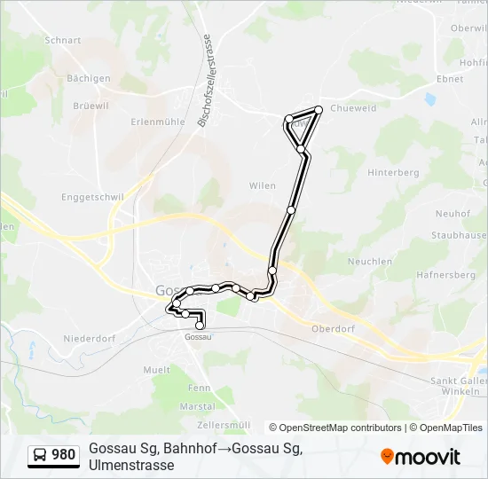 980 Bus Line Map