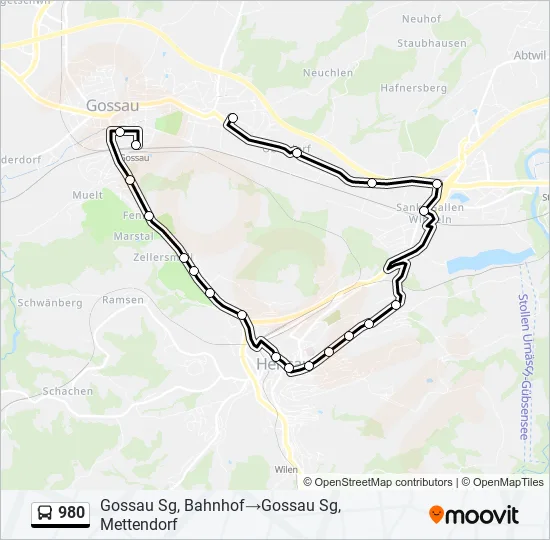 980 Bus Line Map