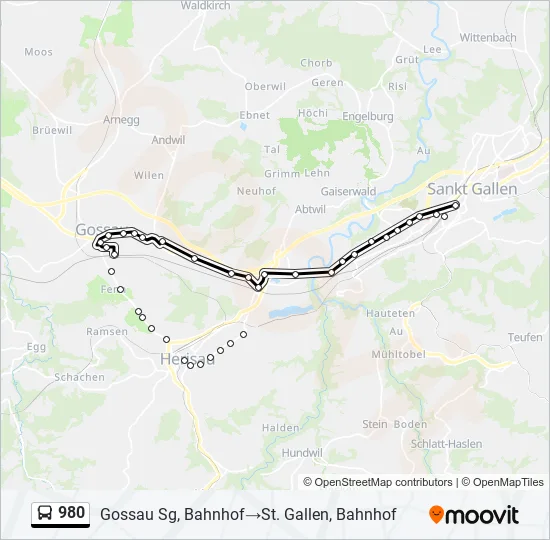 980 Bus Line Map