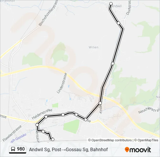 980 Bus Line Map