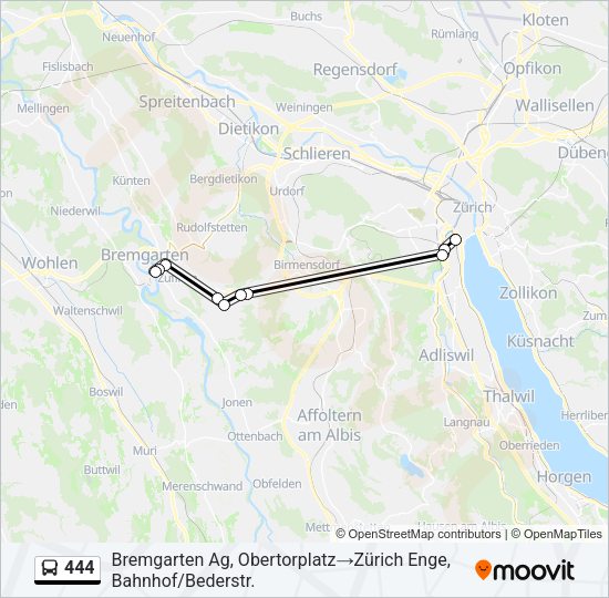 444 Bus Line Map