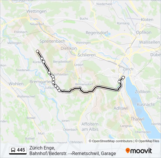 445 Bus Line Map