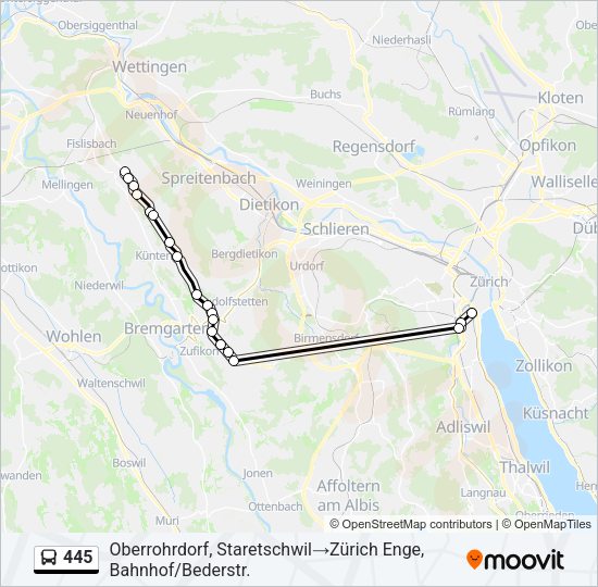 445 Bus Line Map