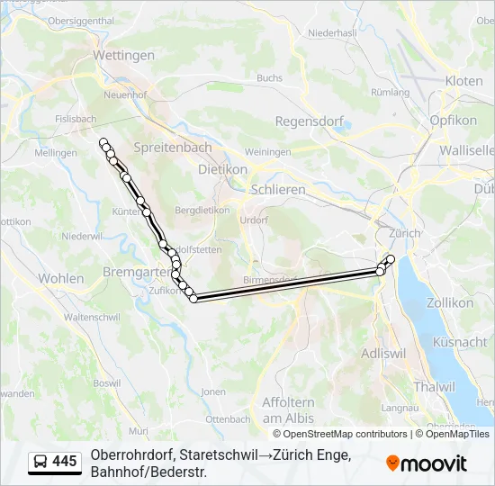 445 Bus Line Map